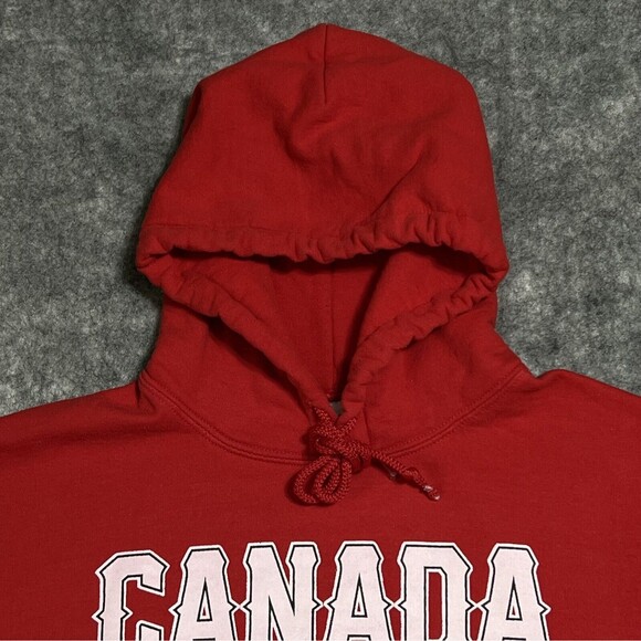 CANADA Flag Hoodie Sweater Men’s Medium Red Maple Leaf Hooded Sweatshirt Gildan - Picture 11 of 12